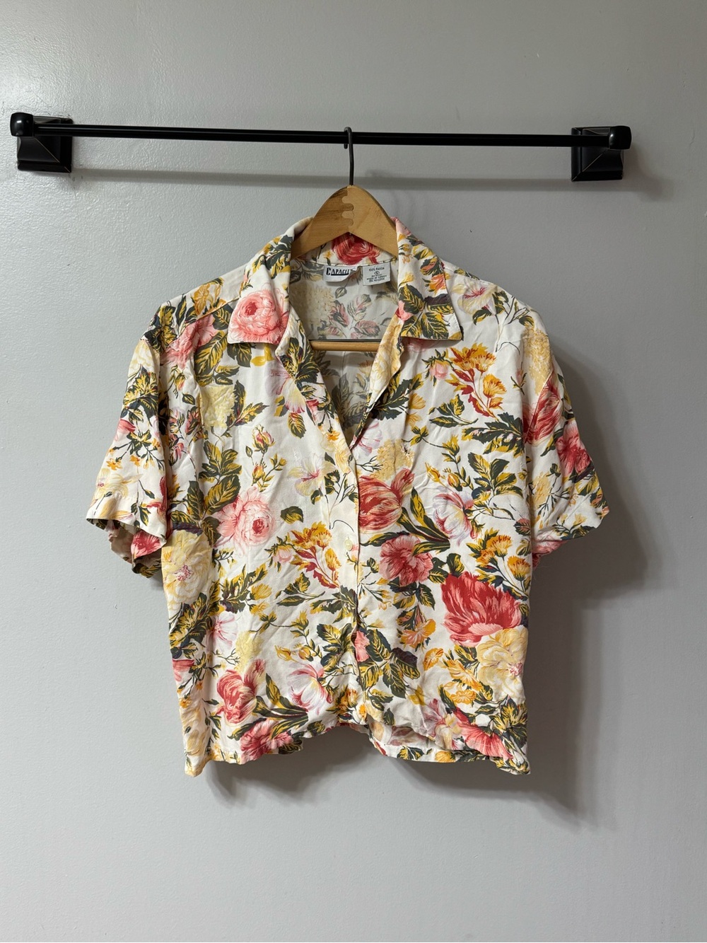 Floral Short-Sleeve Button Front Top - Hawaiian